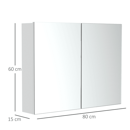 HOMCOM Armário Casa de Banho com Espelho Armário de Parede para Casa de Banho com 2 Portas 3 Prateleiras Internas Estilo Moderno 80x15x60 cm Roxo Claro