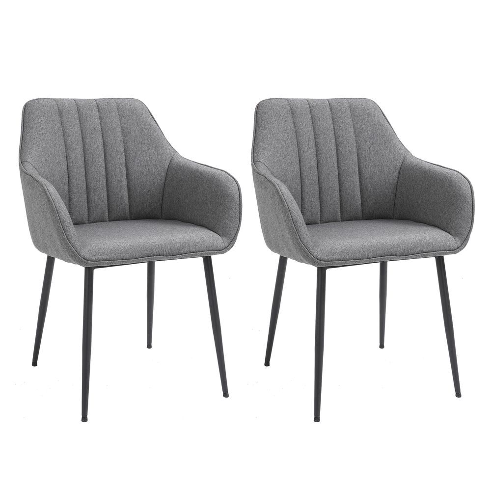 Set 2 Sillas Comedor Lino, Metal HOMCOM