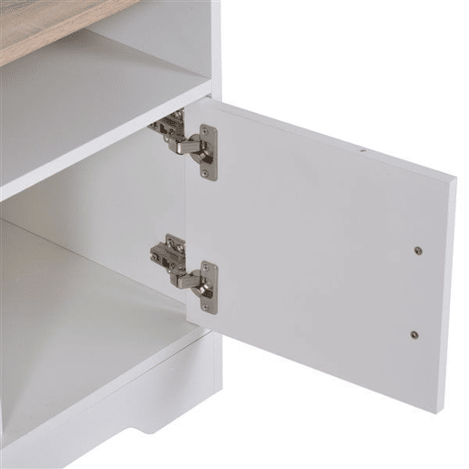 HOMCOM Móvel de TV para Sala de Estar Móvel de TV com Amplo Espaço de Arrumação Prateleiras Abertas Orifício Passa Cabos 105x40x52 cm Branco e Madeira