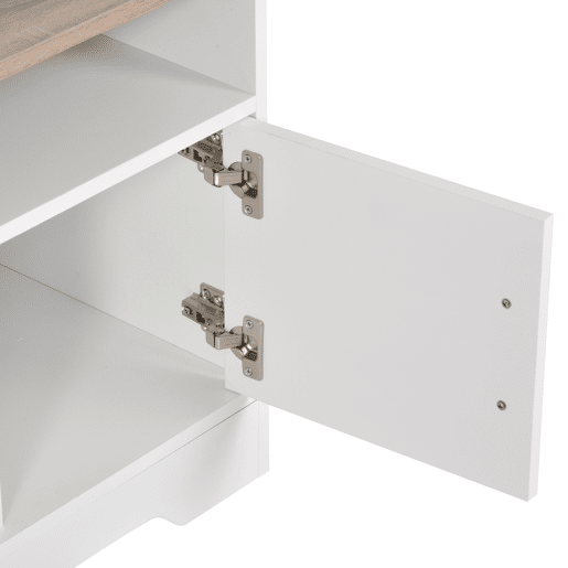 HOMCOM Móvel de TV para Sala de Estar Móvel de TV com Amplo Espaço de Arrumação Prateleiras Abertas Orifício Passa Cabos 105x40x52 cm Branco e Madeira