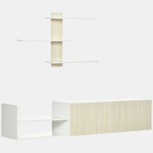 HOMCOM Móvel de TV para Sala de Estar Móvel para Televisor 150x31,5x40cm e Prateleira de Parede 95,5x16x60cm Madeira