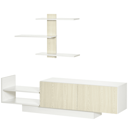 HOMCOM Móvel de TV para Sala de Estar Móvel para Televisor 150x31,5x40cm e Prateleira de Parede 95,5x16x60cm Madeira