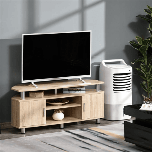 HOMCOM Móvel de TV Moderno Móvel para TV com Armário 2 Portas 2 Prateleiras 120x39,5x52cm Carvalho