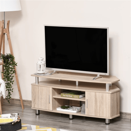 HOMCOM Móvel de TV Moderno Móvel para TV com Armário 2 Portas 2 Prateleiras 120x39,5x52cm Carvalho
