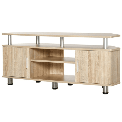 HOMCOM Móvel de TV Moderno Móvel para TV com Armário 2 Portas 2 Prateleiras 120x39,5x52cm Carvalho
