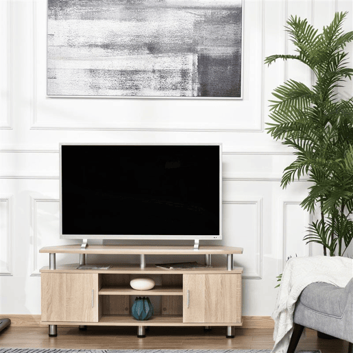 HOMCOM Móvel de TV Moderno Móvel para TV com Armário 2 Portas 2 Prateleiras 120x39,5x52cm Carvalho