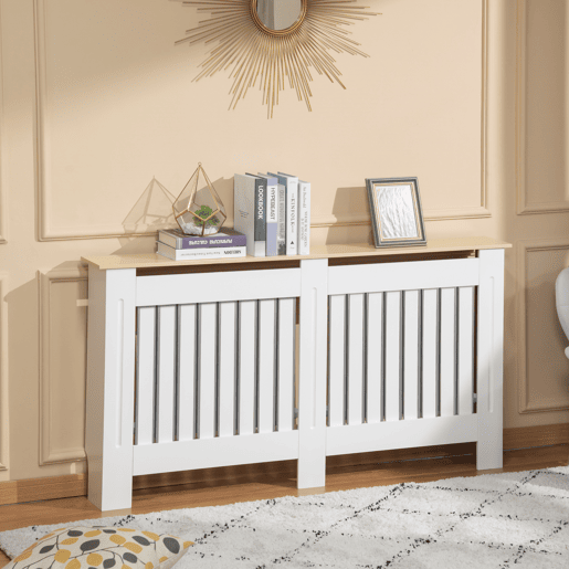 HOMCOM Cobertura para Radiadores 152x19x83 cm Cobre-radiador de MDF para Sala Quarto Corredor Branco