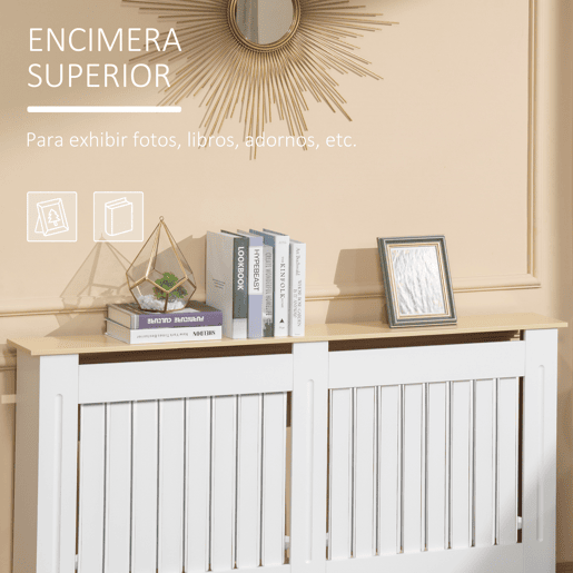 HOMCOM Cobertura para Radiadores 152x19x83 cm Cobre-radiador de MDF para Sala Quarto Corredor Branco