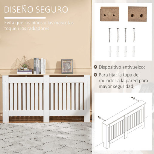 HOMCOM Cobertura para Radiadores 152x19x83 cm Cobre-radiador de MDF para Sala Quarto Corredor Branco