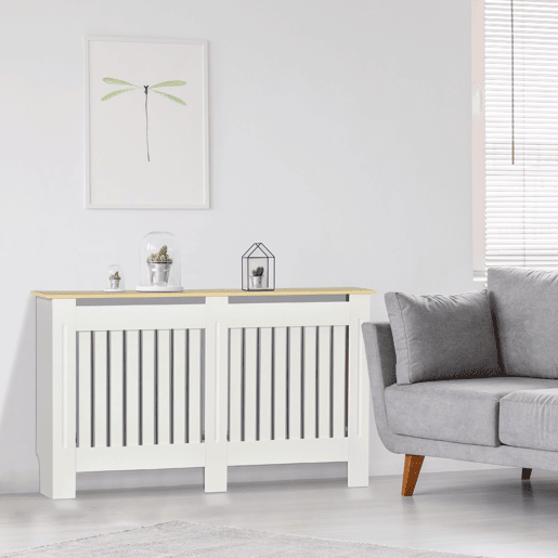 HOMCOM Cobertura para Radiadores 152x19x83 cm Cobre-radiador de MDF para Sala Quarto Corredor Branco