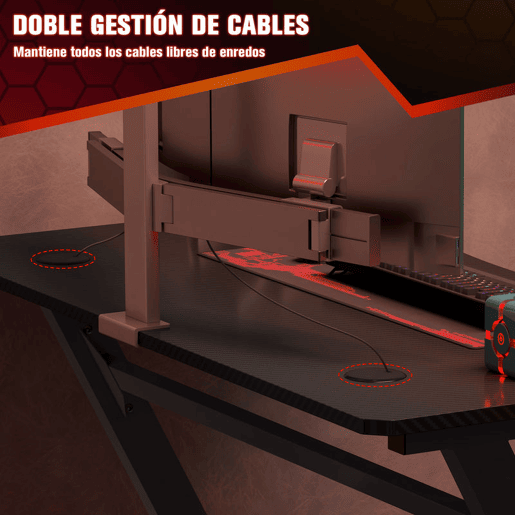 HOMCOM Secretária Gaming 120x65x74,5cm Secretária Gaming para Computador com Suporte para Copos Gancho para Fones de Ouvido e Pés Ajustáveis com Efeito de Fibra de Carbono Preto