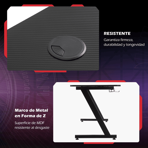 HOMCOM Secretária Gaming 120x65x74,5cm Secretária Gaming para Computador com Suporte para Copos Gancho para Fones de Ouvido e Pés Ajustáveis com Efeito de Fibra de Carbono Preto