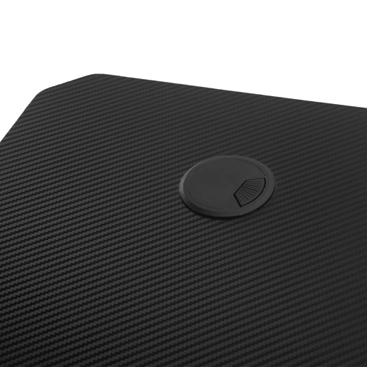 HOMCOM Secretária Gaming 120x65x74,5cm Secretária Gaming para Computador com Suporte para Copos Gancho para Fones de Ouvido e Pés Ajustáveis com Efeito de Fibra de Carbono Preto