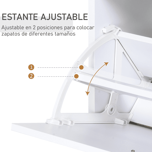 HOMCOM Móvel Sapateiro de 2 Portas Sapateiro Estreito para 12 Pares de Sapatos com Gaveta Prateleira Aberta e Bancada de Vidro para Corredor Entrada 60x24x105,5cm Branco