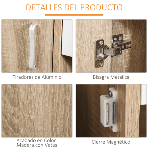 HOMCOM Sapateira de 3 Portas para 18-27 Pares de Sapatos com Gaveta e Armário para Entrada Dormitório 84x30x132 cm Madeira Natural
