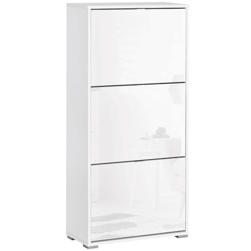 HOMCOM Armário de Sapatos Moderno Sapateira para Corredor Entrada com 6 Prateleiras de Armazenamento Espaço de Exibição 60x26x124cm Branco