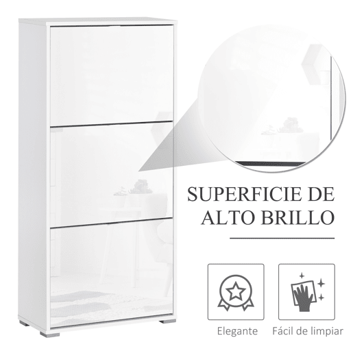 HOMCOM Armário de Sapatos Moderno Sapateira para Corredor Entrada com 6 Prateleiras de Armazenamento Espaço de Exibição 60x26x124cm Branco