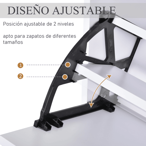 HOMCOM Armário de Sapatos Moderno Sapateira para Corredor Entrada com 6 Prateleiras de Armazenamento Espaço de Exibição 60x26x124cm Branco