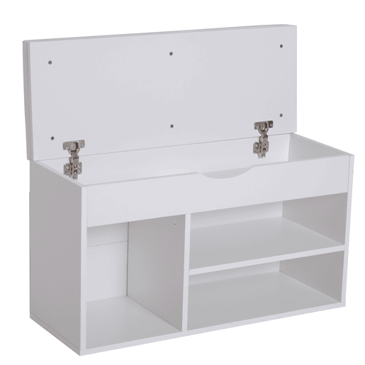 HOMCOM Banco Sapateira com Armazenamento Gaveta Prateleira e Assento Acolchoado para Entrada Estilo Moderno 80x30x47cm Branco