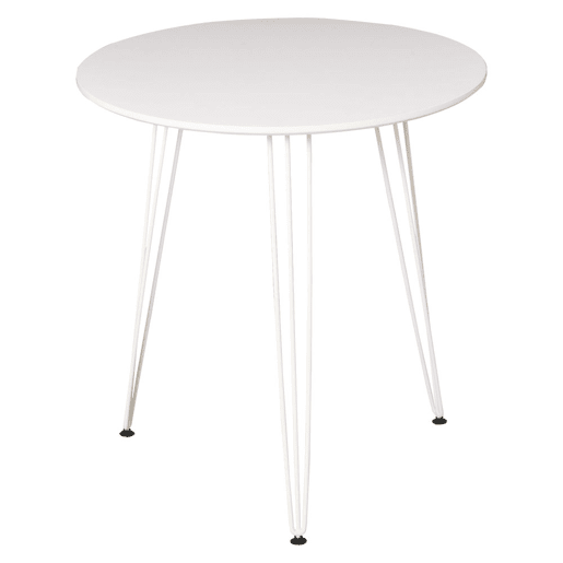 HOMCOM Mesa de Sala de Jantar Redonda com Pés em Forma de Garfo Metálicos Estilo Moderno para Cozinha Sala de Estar Cafeteria Ø70x75cm Branco