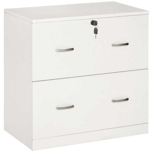 Vinsetto Armário para Arquivos com Gavetas para Escritório Armário de Arrumação de Escritório com Fechadura e 2 Chaves para Estúdio Dormitório 74x42x72cm Branco