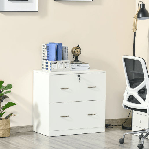 Vinsetto Armário para Arquivos com Gavetas para Escritório Armário de Arrumação de Escritório com Fechadura e 2 Chaves para Estúdio Dormitório 74x42x72cm Branco