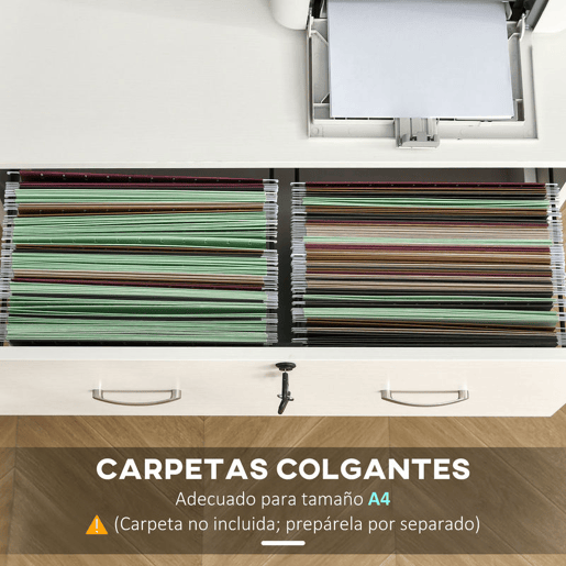 Vinsetto Armário para Arquivos com Gavetas para Escritório Armário de Arrumação de Escritório com Fechadura e 2 Chaves para Estúdio Dormitório 74x42x72cm Branco