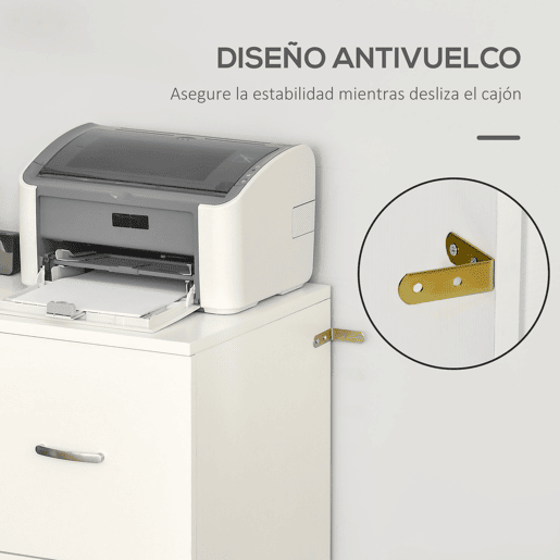Vinsetto Armário para Arquivos com Gavetas para Escritório Armário de Arrumação de Escritório com Fechadura e 2 Chaves para Estúdio Dormitório 74x42x72cm Branco