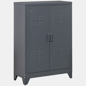 HOMCOM Armário de Metal de Armazenamento com Dupla Porta 2 Prateleiras com Altura Ajustável Armário Multiúso para Escritório Dormitório Garagem 75x33x110cm Cinza
