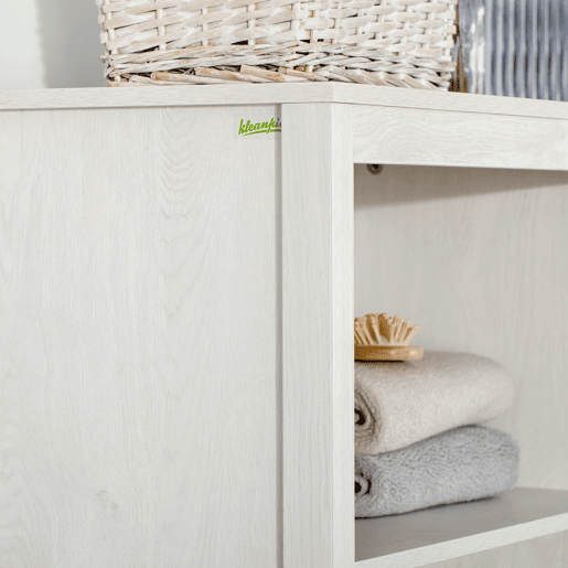 kleankin Armário Alto de Casa de Banho com 2 Portas de Vidro e 3 Prateleiras Abertas Armário Auxiliar Estilo Moderno para Sala de Estar Dormitório 53x30x162cm Branco