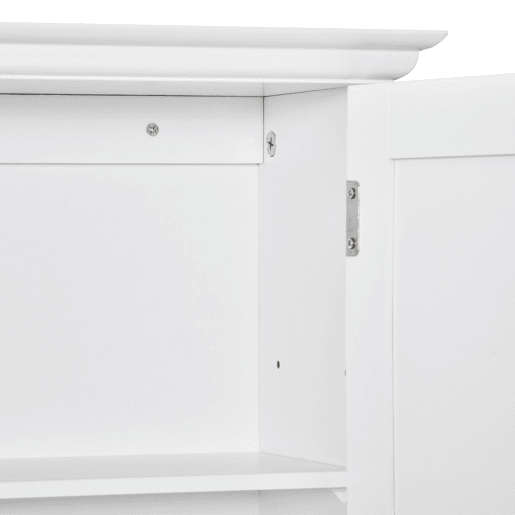 Kleankin Armário Casa de Banho com 2 Portas Prateleira Interior Ajustável e Compartimento Aberto Móvel Auxiliar Suspenso Multiúso para Cozinha 60x20x70,5cm Branco