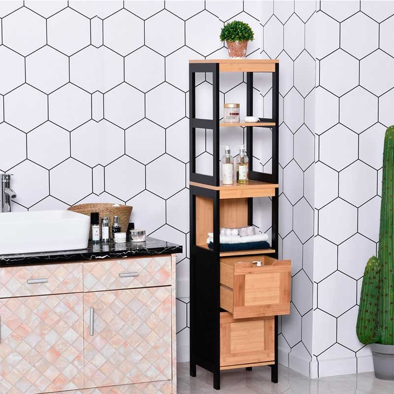 Armario Alto para Baño MDF, Bambú kleankin, hogar - baño