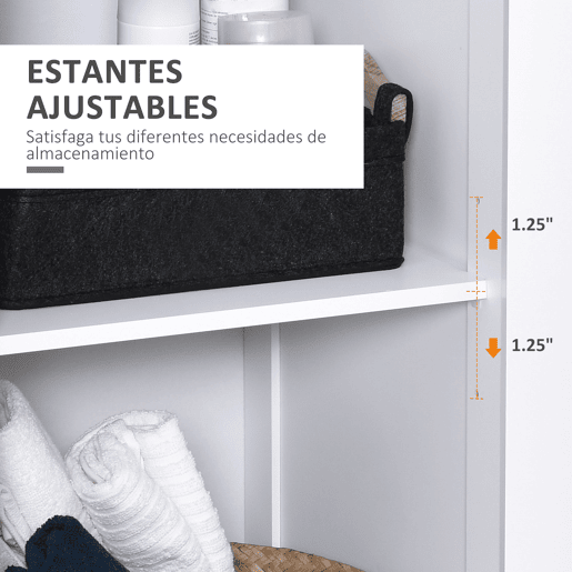 kleankin Armário de banheiro branco 5 níveis Prateleiras Coluna do banheiro com 3 prateleiras 1 porta de MDF e resistente à água 40x38x160cm kleankin Armário de banheiro branco 5 níveis Prateleiras Coluna do banheiro com 3 prateleiras 1 porta de MDF e resistente à água 40x38x160cm