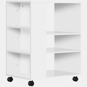 Vinsetto Armário para Impressora Móvel Auxiliar de Escritório com Rodas 3 Prateleiras Laterais e 3 Prateleiras Abertas Carga Máxima 30kg para Dormitório Sala de Estar Cozinha 60x40x75,8cm Branco