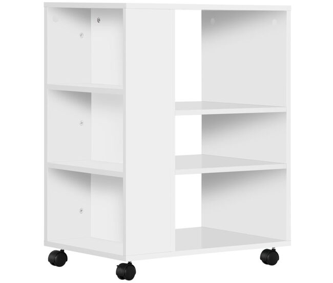 Vinsetto armario para impresora mueble auxiliar de oficina con ruedas con 3 estantes laterales y 2 frenos carga 30 kg para dormitorio cocina salón