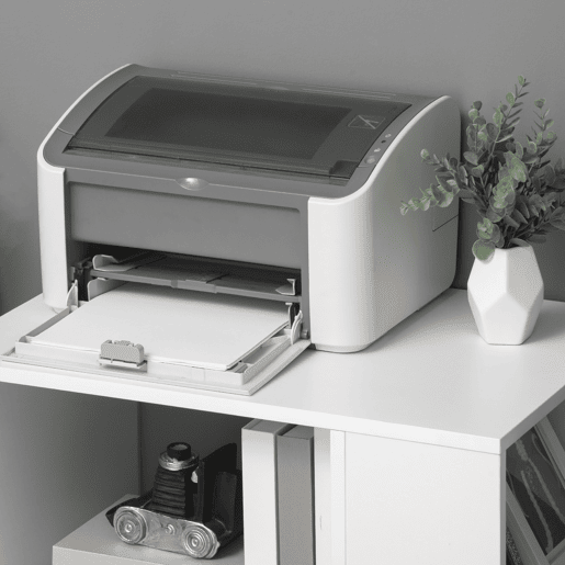Vinsetto Armário para Impressora Móvel Auxiliar de Escritório com Rodas 3 Prateleiras Laterais e 3 Prateleiras Abertas Carga Máxima 30kg para Dormitório Sala de Estar Cozinha 60x40x75,8cm Branco