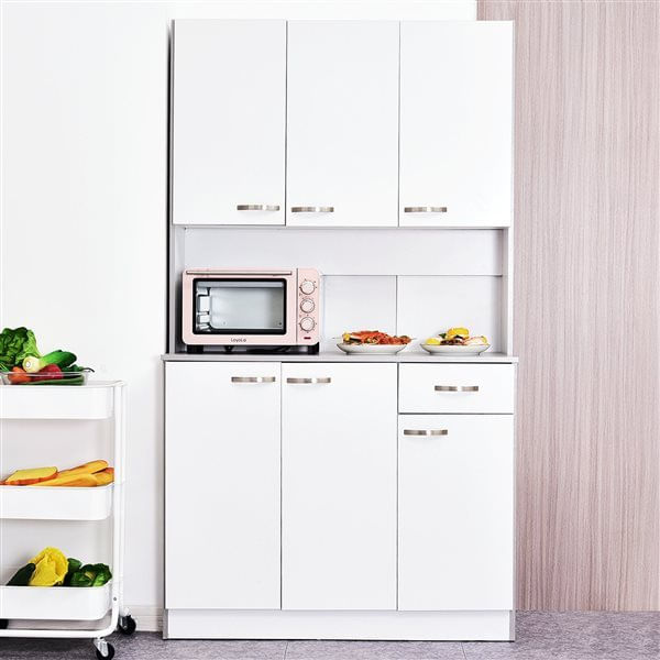 Armario de cocina Homcom 6 puertas+cajón blanco/gris 180x101x39 cm