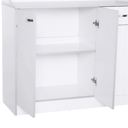 HOMCOM Armário de Cozinha Aparador de Sala de Jantar com 1 Gaveta 6 Portas e Prateleiras Ajustáveis Estilo Moderno 101x39x180 cm Branco