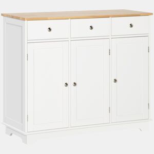 HOMCOM Aparador de Cozinha com 3 Gavetas 3 Portas e Prateleiras Ajustáveis Móvel Auxiliar de Armazenamento para Cozinha Sala de Estar Estilo Moderno Anti-Rolamento 101x40x85cm Branco