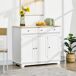 Aparador de Cocina MDF, Madera de Caucho HOMCOM 101 Aparador de Cocina MDF, Madera de Caucho HOMCOM 101 Blanco