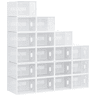 HOMCOM Armário Modular de Plástico Sapateira Modular com 18 Cubos Portas Magnéticas Organizador de Sapatos para Entrada Corredor Dormitório 28x36x21cm Transparente