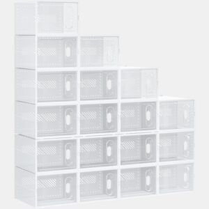 HOMCOM Armário Modular de Plástico Sapateira Modular com 18 Cubos Portas Magnéticas Organizador de Sapatos para Entrada Corredor Dormitório 28x36x21cm Transparente