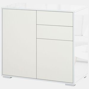 HOMCOM Aparador Auxiliar com 2 Portas 2 Gavetas e Prateleira Ajustável Abertura a Pressão Móvel Organizador de Armazenamento para Dormitório Sala de Estar 79x36x74cm Branco