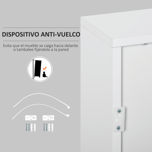 HOMCOM Aparador Auxiliar com 2 Portas 2 Gavetas e Prateleira Ajustável Abertura a Pressão Móvel Organizador de Armazenamento para Dormitório Sala de Estar 79x36x74cm Branco