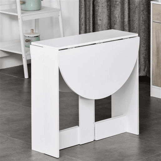 HOMCOM Mesa de Sala de Jantar Dobrável com 2 Laterais Mesa Auxiliar de Madeira para Cozinha Sala de Estar 104x76x73,7 cm Branco