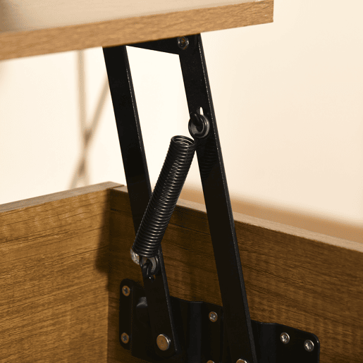 HOMCOM Mesa de Centro Elevável com Espaço de Armazenamento Oculto para Sala de Estar 90x60,5x45,5 cm Cor Teca