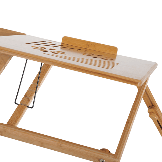 HomCom Mesa para computador portátil Bambu dobravel Altura ajustável 1 gaveta 55x35x22-30cm
