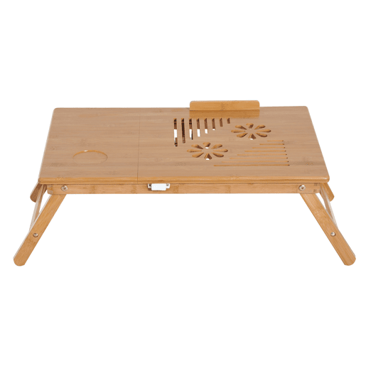 HomCom Mesa para computador portátil Bambu dobravel Altura ajustável 1 gaveta 55x35x22-30cm
