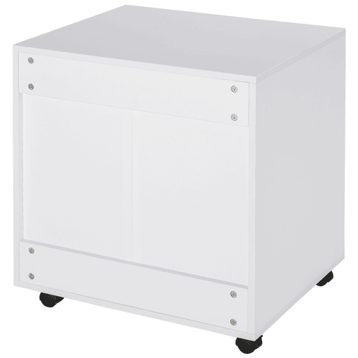 HOMCOM Armário de Escritório para Impressora Móvel para Escritório Multifuncional com Prateleiras e Amplo Espaço de Armazenamento 60x50x65,5 cm Branco