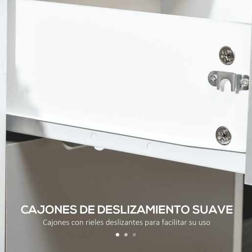 HOMCOM Arquivador Móvel de Escritório com 3 Gavetas Fechadura Rodas e Travão para Documentos Arquivos 40x40x63,5 cm Branco e Cinza